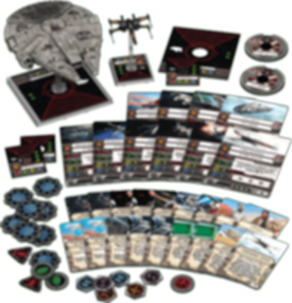 Star Wars: X-Wing Miniatures Game - Heroes of the Resistance Expansion Pack components
