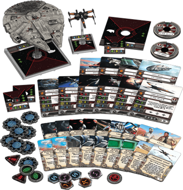 Star Wars: X-Wing Miniatures Game - Heroes of the Resistance Expansion Pack components