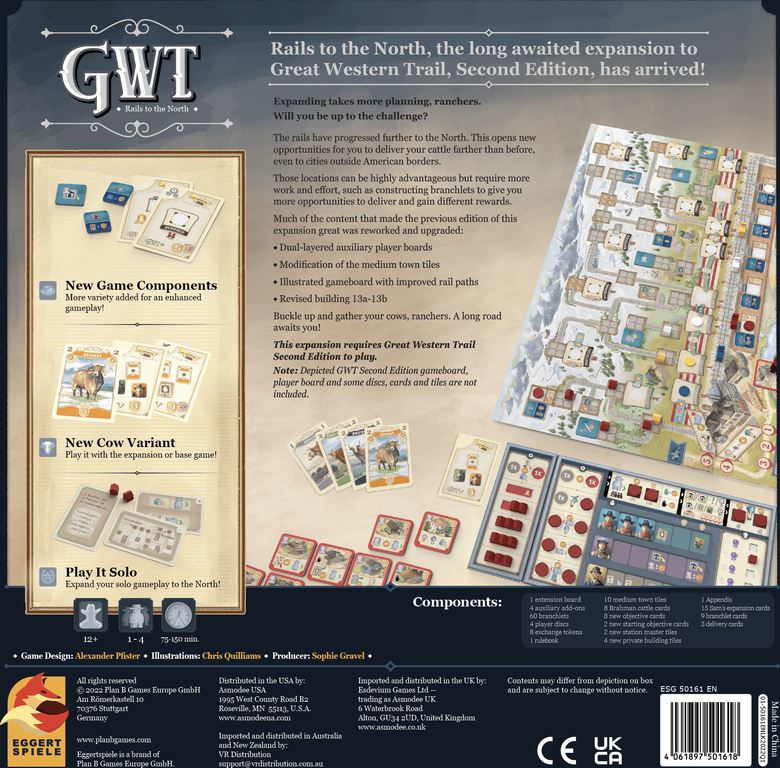 Great Western Trail: Rails to the North (Second Edition) parte posterior de la caja