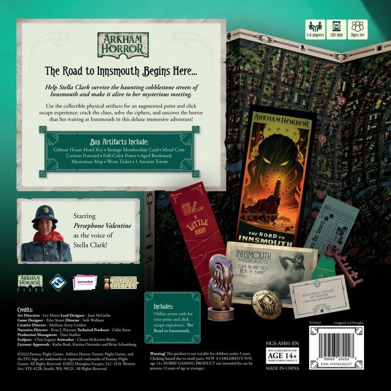 Arkham Horror: Road to Innsmouth – Deluxe Edition achterkant van de doos