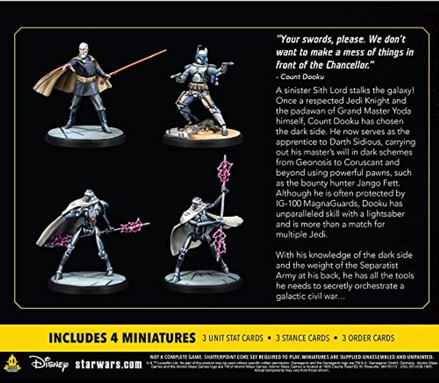 Star Wars: Shatterpoint - Count Dooku Squad Pack dos de la boîte