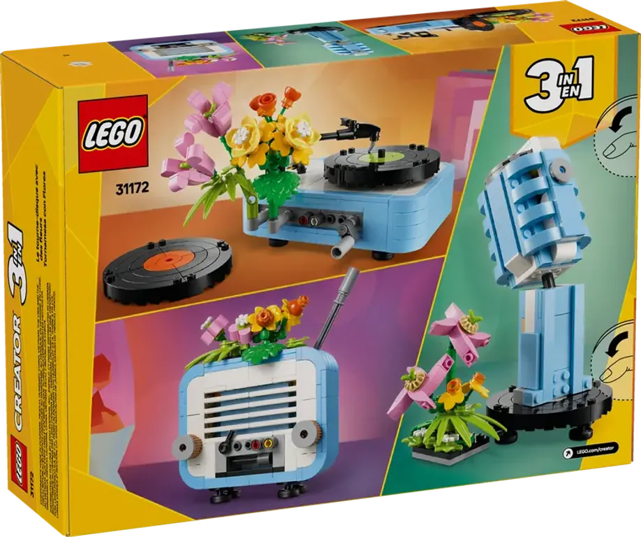 LEGO® Creator Plattenspieler mit Blumen rückseite der box