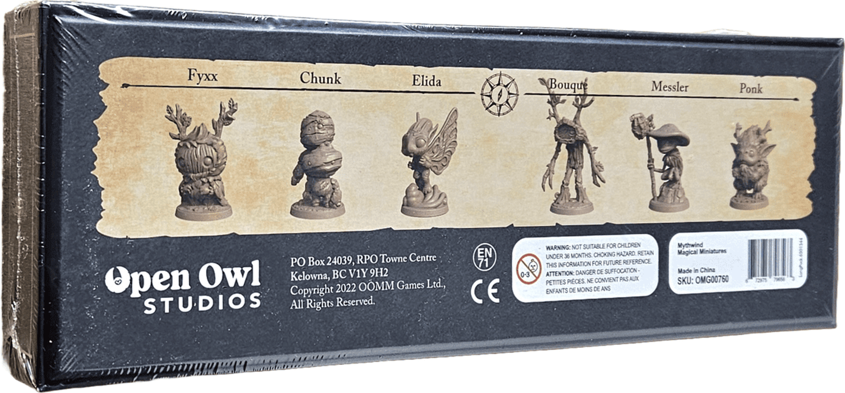 Mythwind: Magical Miniatures parte posterior de la caja