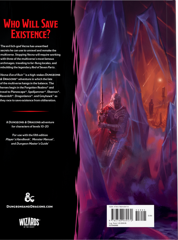 Dungeons & Dragons 5 - Vecna : Au Seuil du Néant dos de la boîte