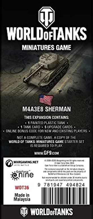 World of Tanks: American – M4A3E8 Sherman achterkant van de doos