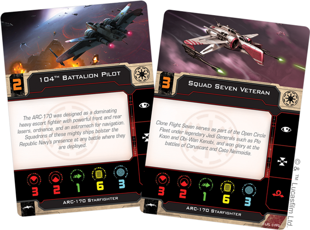 Star Wars: X-Wing (Second Edition) - ARC-170 Starfighter Expansion Pack cartas