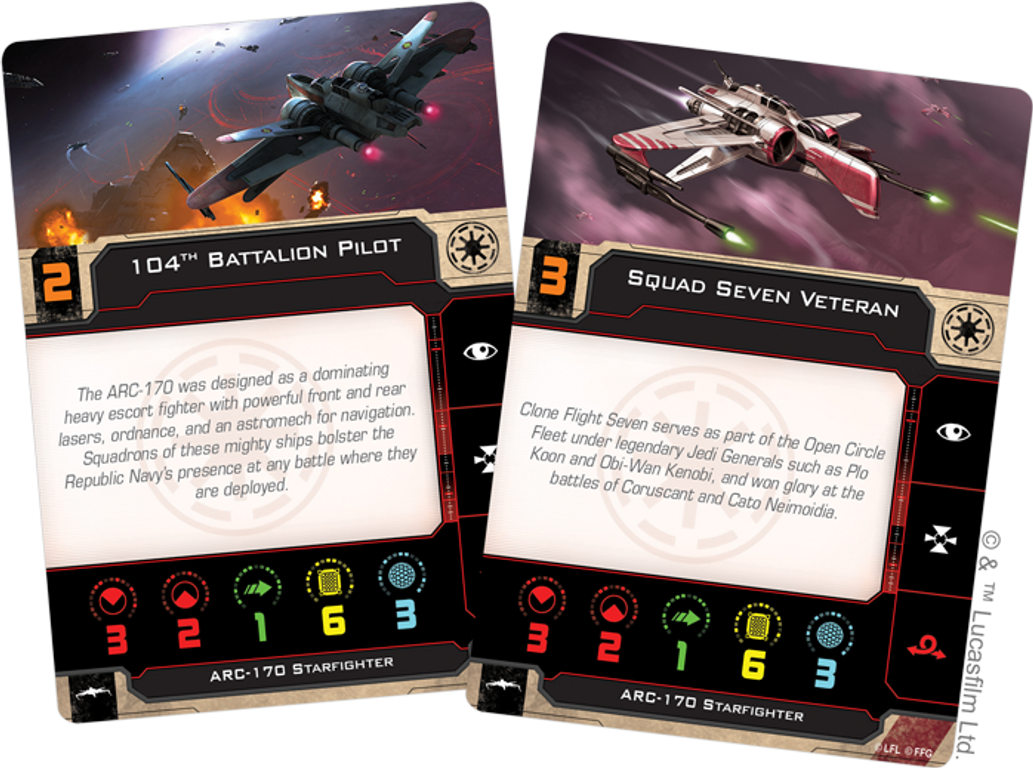 Star Wars: X-Wing (Second Edition) - ARC-170 Starfighter Expansion Pack cartes