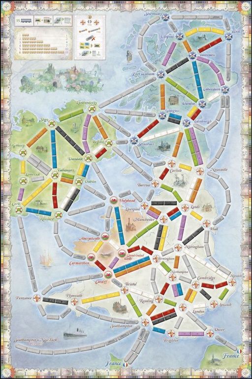 Ticket to Ride Map Collection: Volume 5 - United Kingdom & Pennsylvania game board