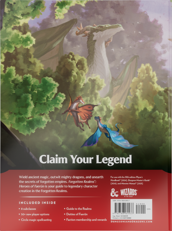 Dungeons and Dragons 5E - Forgotten Realms: Heroes of Faerun back of the box