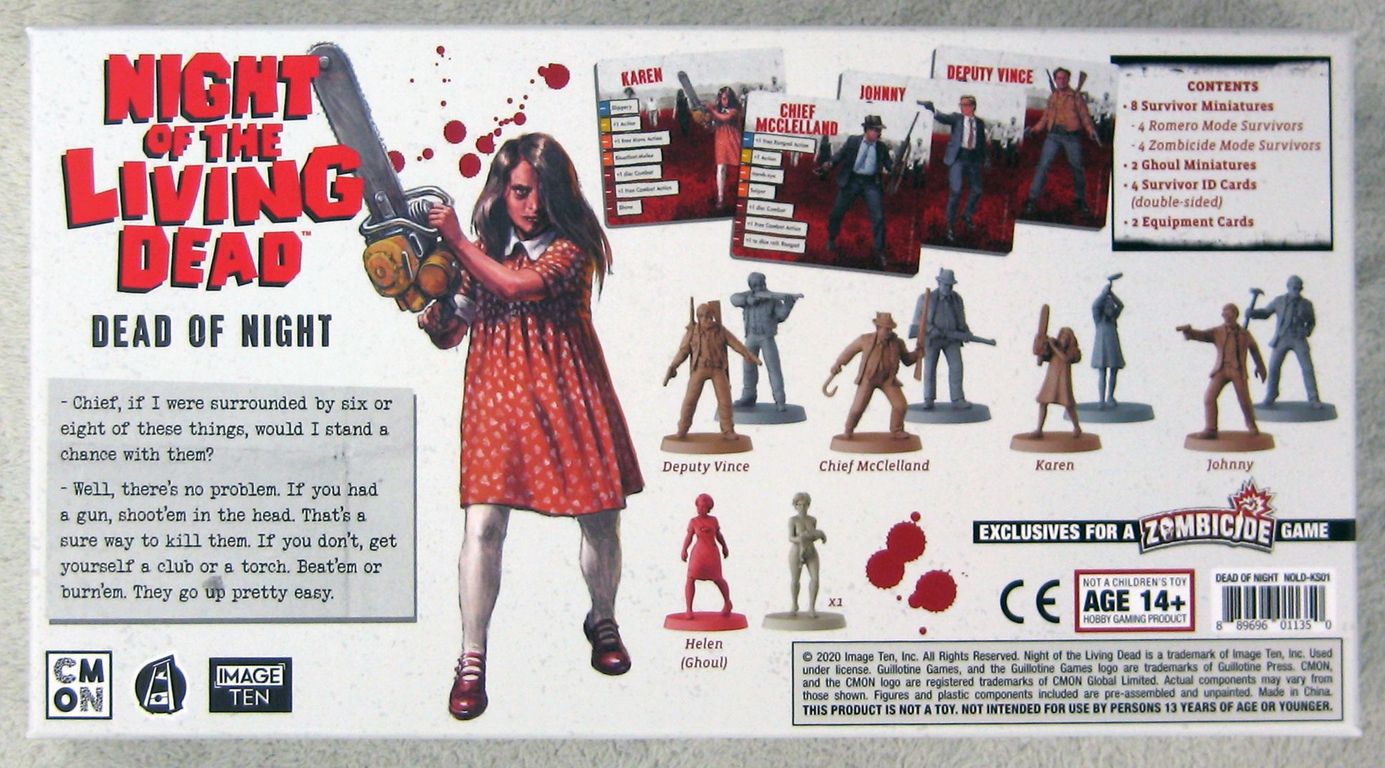 Night of the Living Dead: A Zombicide Game – Dead of Night rückseite der box