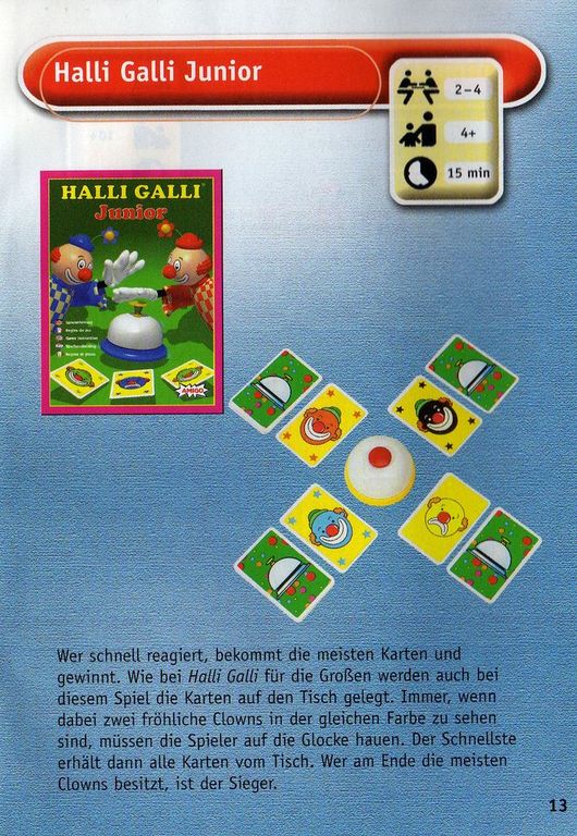 a halli galli boardgame box with all the cards and instructions