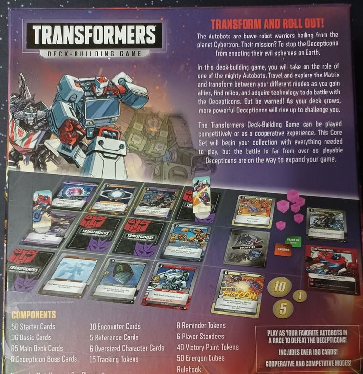Transformers Deck-Building Game achterkant van de doos