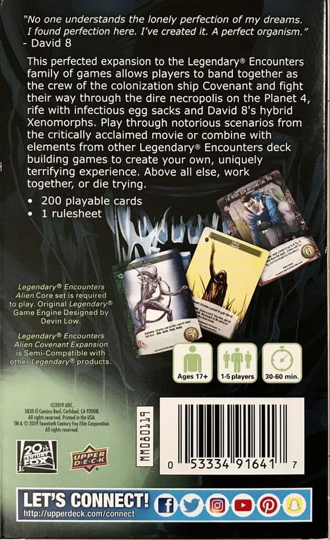 Legendary Encounters: Alien Covenant back of the box