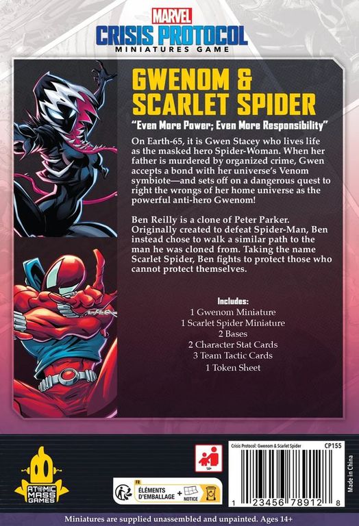 Marvel: Crisis Protocol – Gwenom & Scarlet Spider back of the box