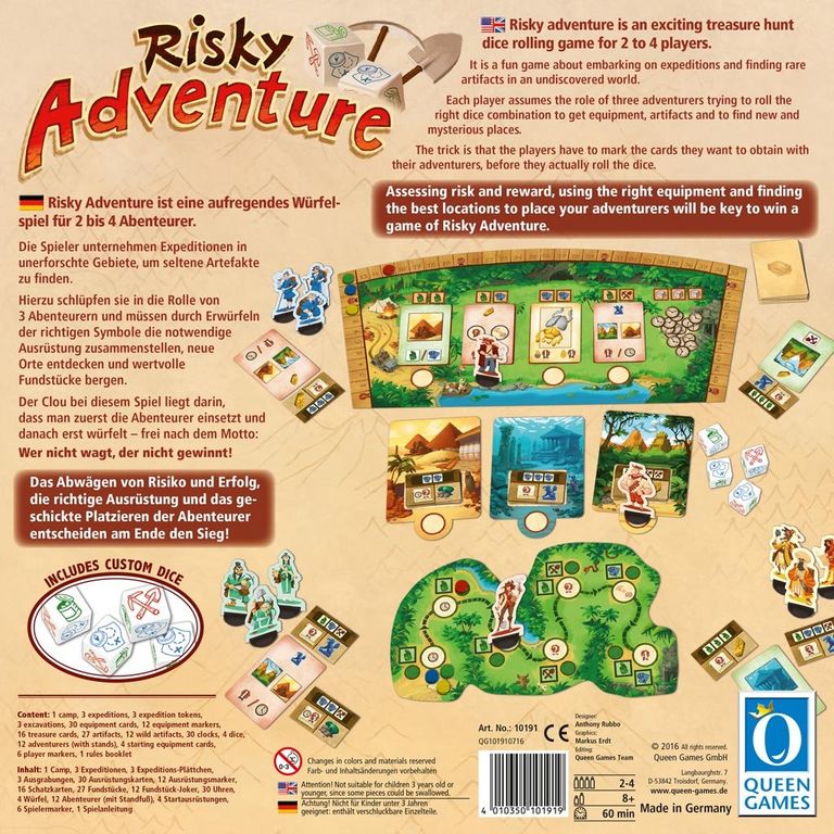 Risky Adventure parte posterior de la caja