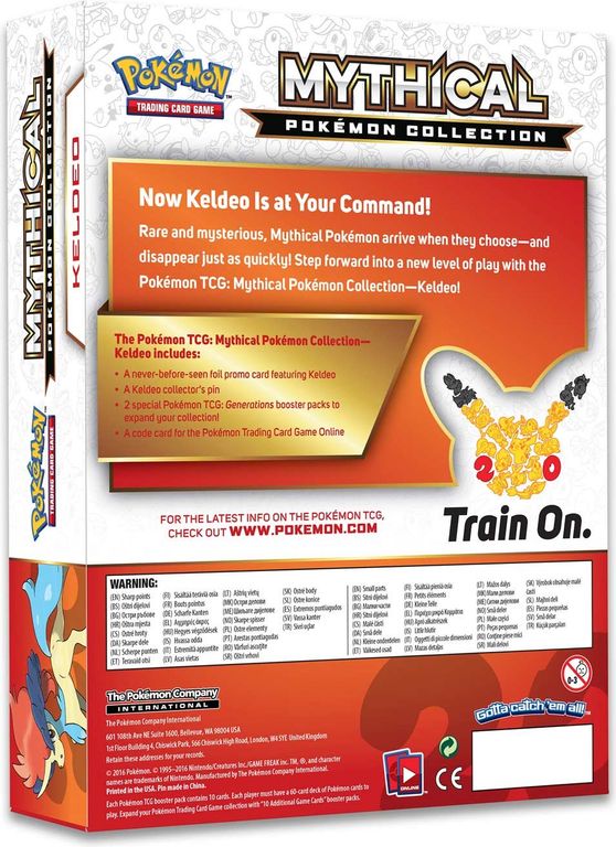 Pokémon Trading Card Game - 20th Anniversary Pin Box - Keldeo rückseite der box