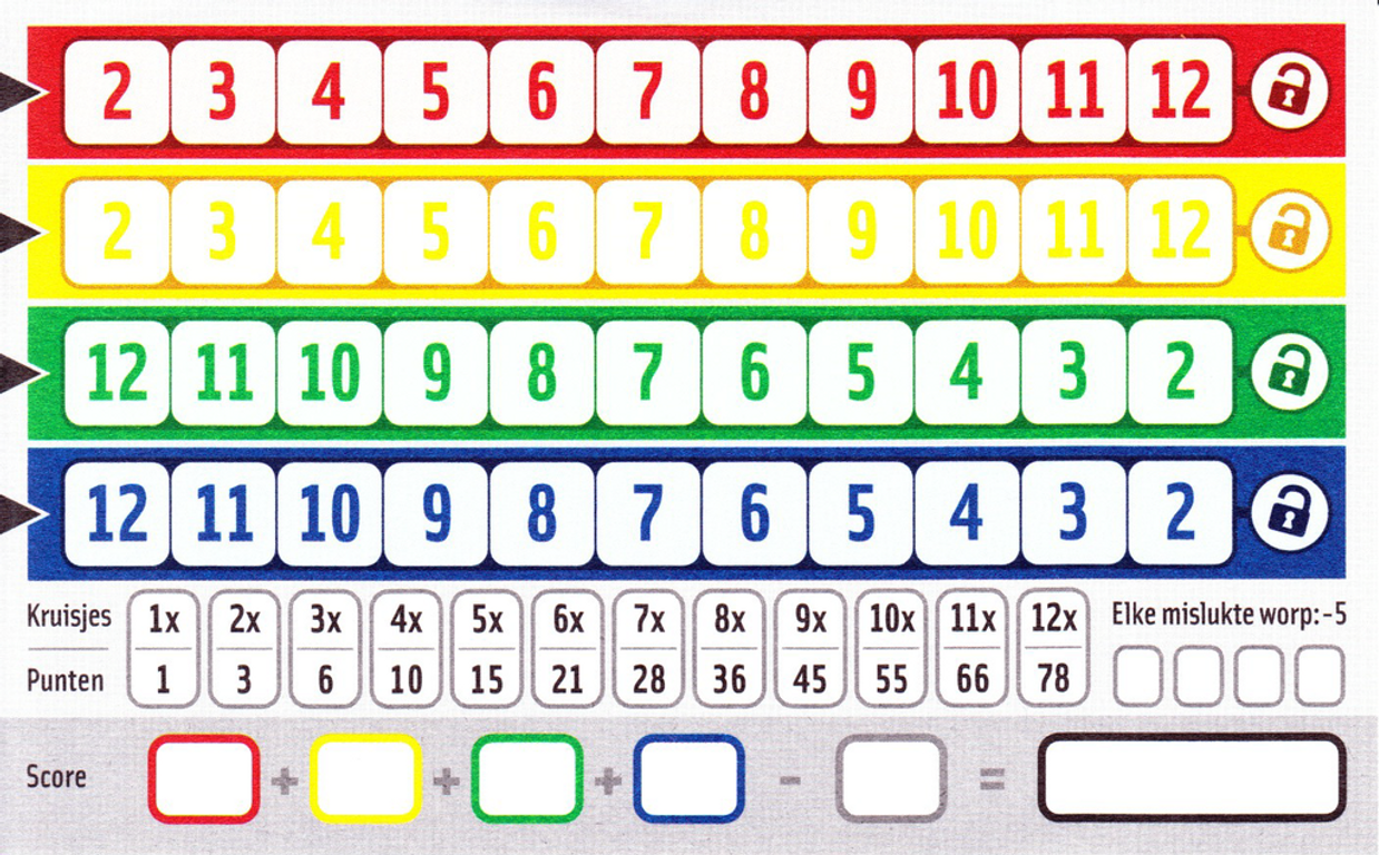 Qwixx plateau de jeu