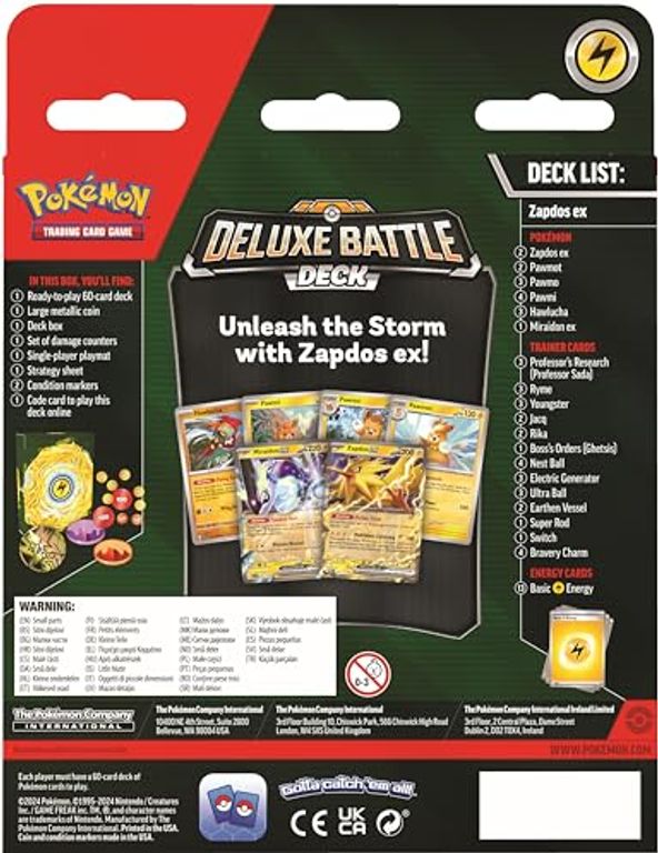 Pokémon TCG: Ninetales ex Deluxe Battle Deck & Zapdos ex Deluxe Battle Deck parte posterior de la caja