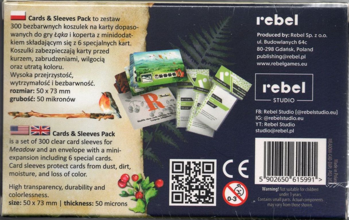 Meadow: Cards & Sleeves Pack back of the box