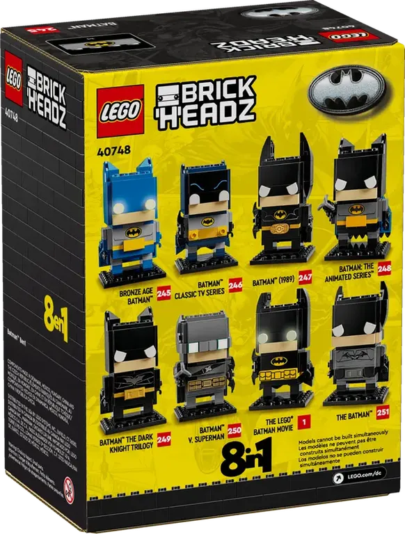 LEGO® BrickHeadz™ Figura de Batman 8en1 parte posterior de la caja