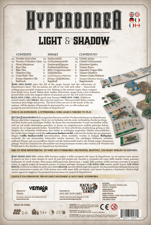 Hyperborea: Light & Shadow back of the box