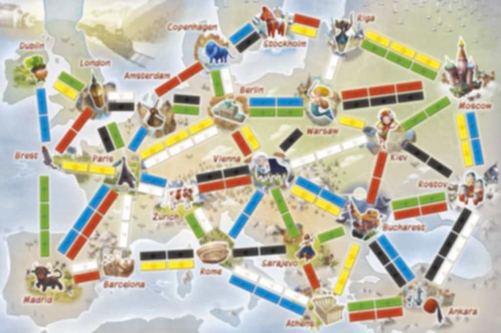 Ticket to Ride: First Journey (Europe) game board