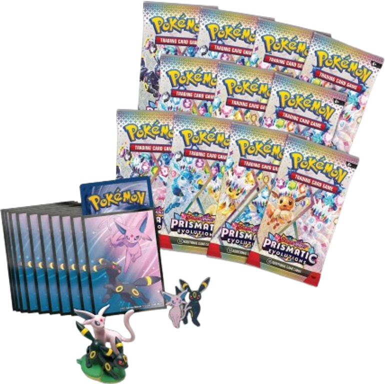 Pokémon TCG: Scarlet & Violet—Prismatic Evolutions Premium Figure Collection components