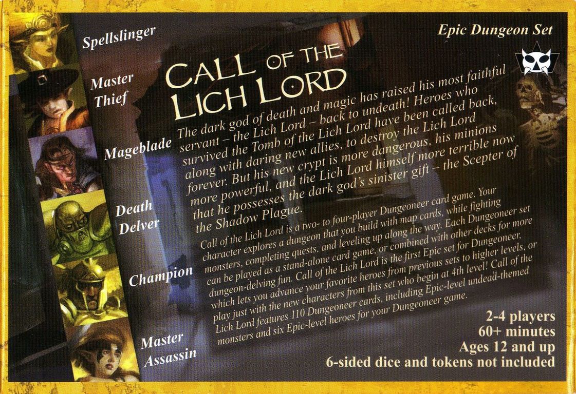 Epic Dungeoneer: Call of the Lich Lord back of the box