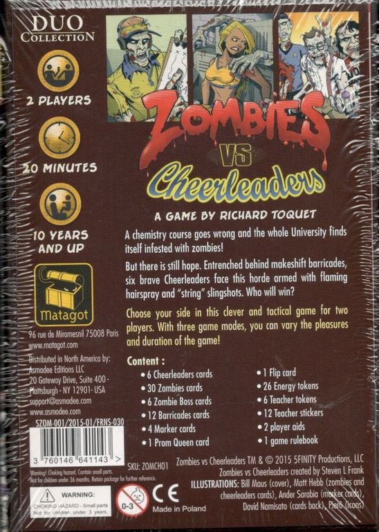 Zombies vs Cheerleaders parte posterior de la caja