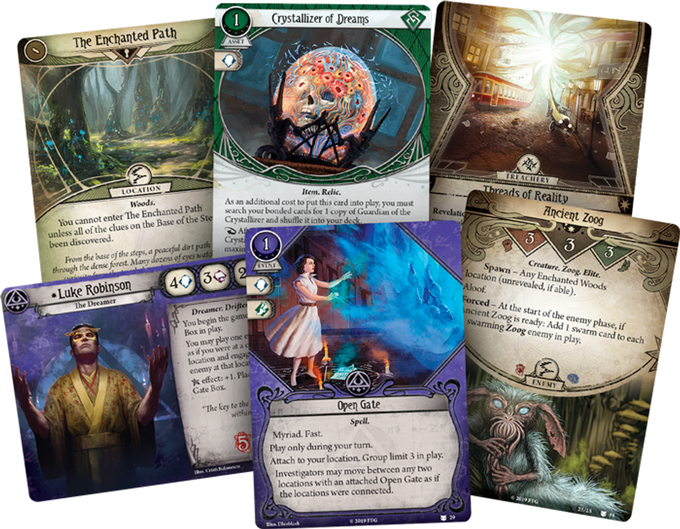 Arkham Horror: El Juego de Cartas – Los Devoradores de Sueños: Expansión cartas