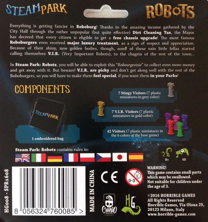 Steam Park: Robots back of the box