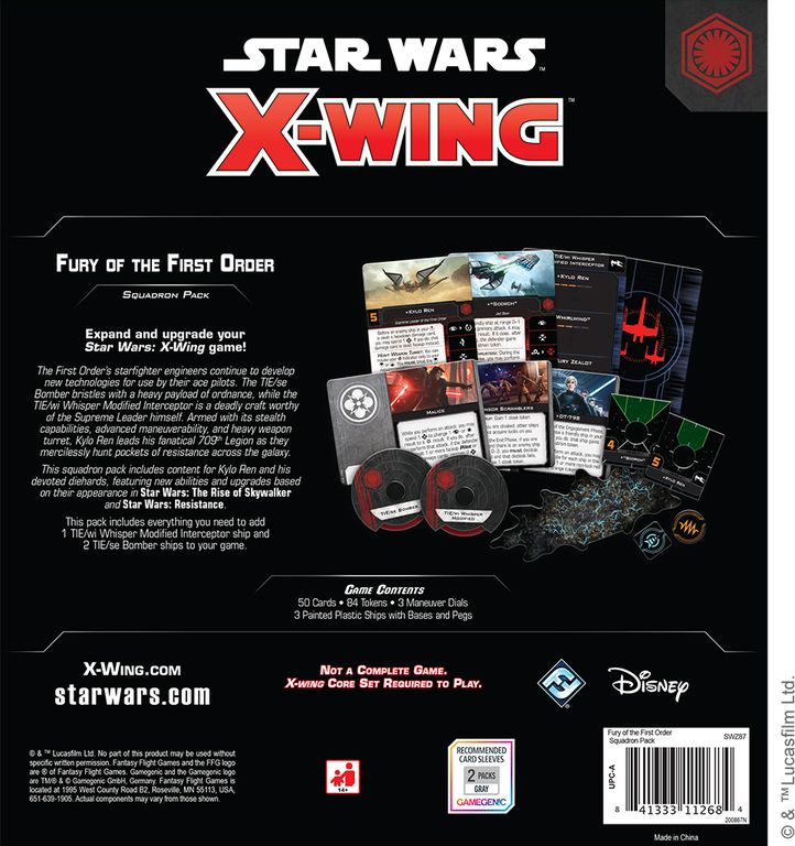 Star Wars: X-Wing (Second Edition) – Fury of The First Order Squadron Pack back of the box
