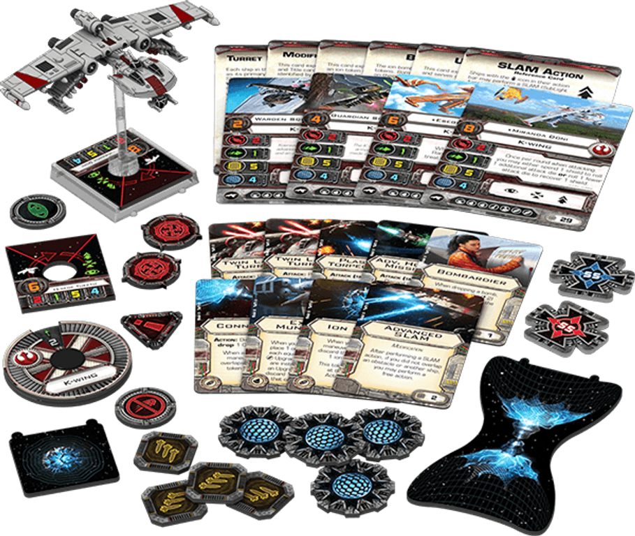 Star Wars: X-Wing Miniatures Game - K-wing Expansion Pack componenten