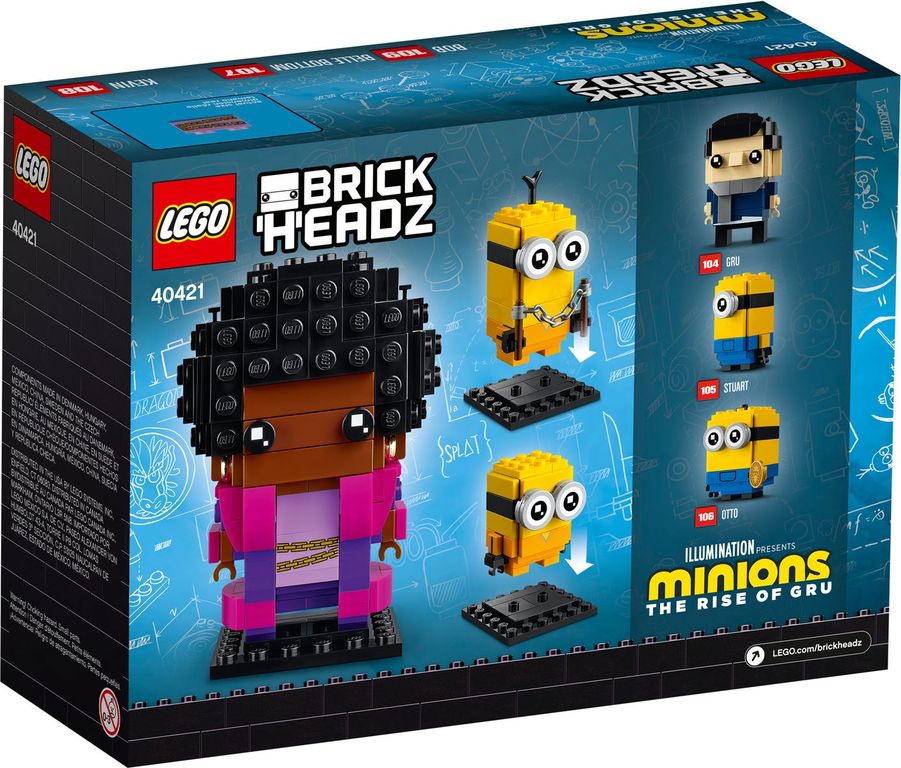 LEGO® BrickHeadz™ Belle Bottom, Kevin y Bob parte posterior de la caja