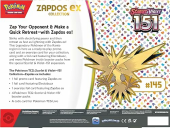 Pokémon TCG: Scarlet & Violet - 151 Zapdos ex Collection torna a scatola