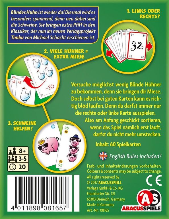 Blindes Huhn extrem back of the box