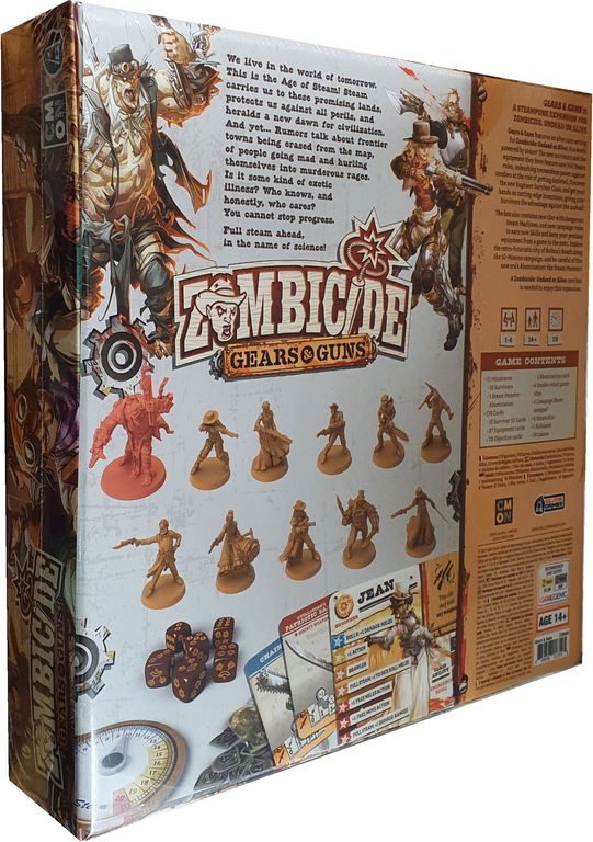 Zombicide: Undead or Alive – Gears & Guns back of the box