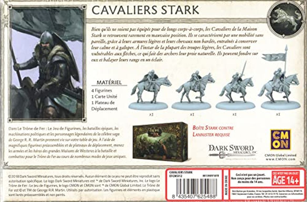 A Song of Ice & Fire: Tabletop Miniatures Game – Stark Outriders achterkant van de doos