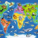 World map with animals