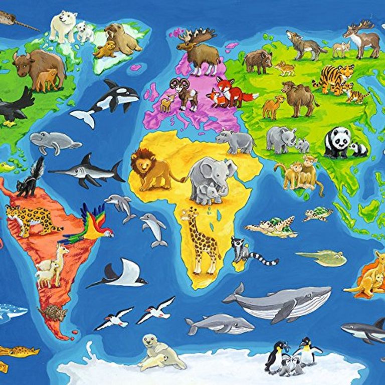 World map with animals