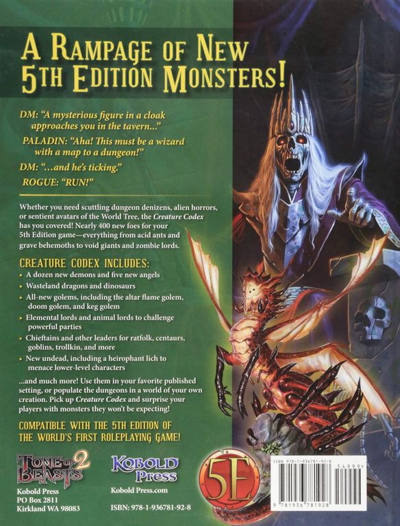 Creature Codex back of the box