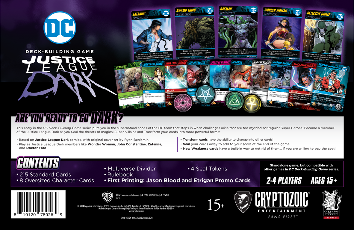 DC Deck-Building Game: Justice League Dark parte posterior de la caja