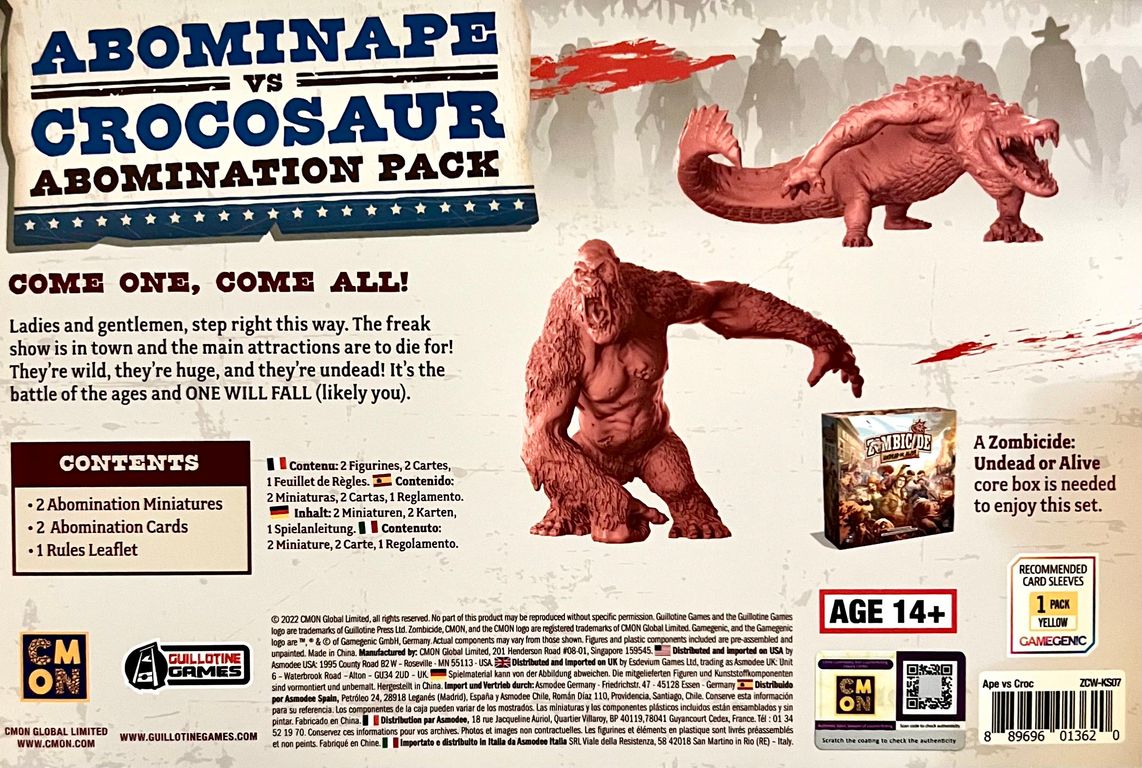 Zombicide: Undead or Alive – Abominape vs Crocosaur dos de la boîte