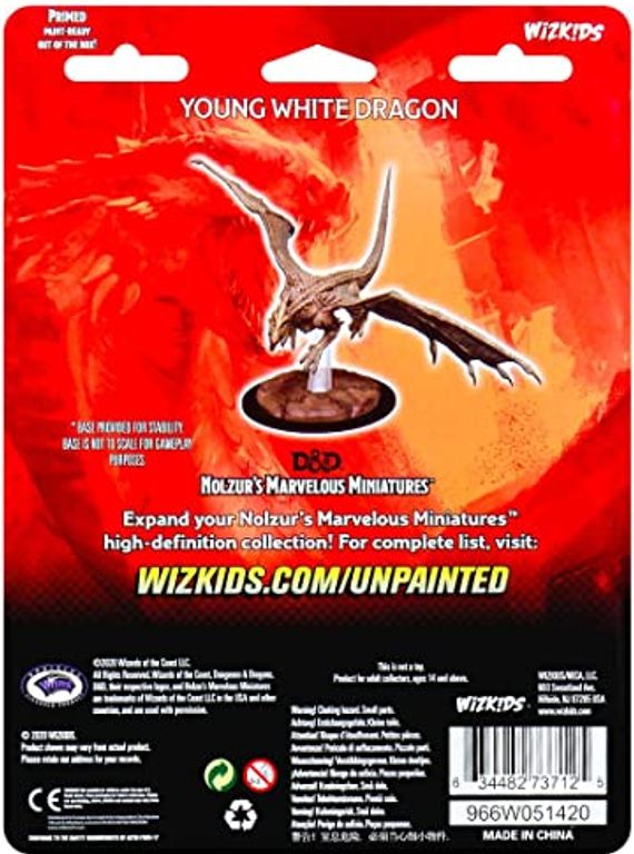 D&D Nolzur's Marvelous Miniatures - Young White Dragon rückseite der box