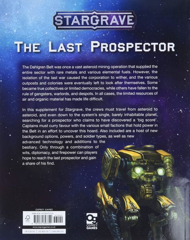 Stargrave: The Last Prospector back of the box