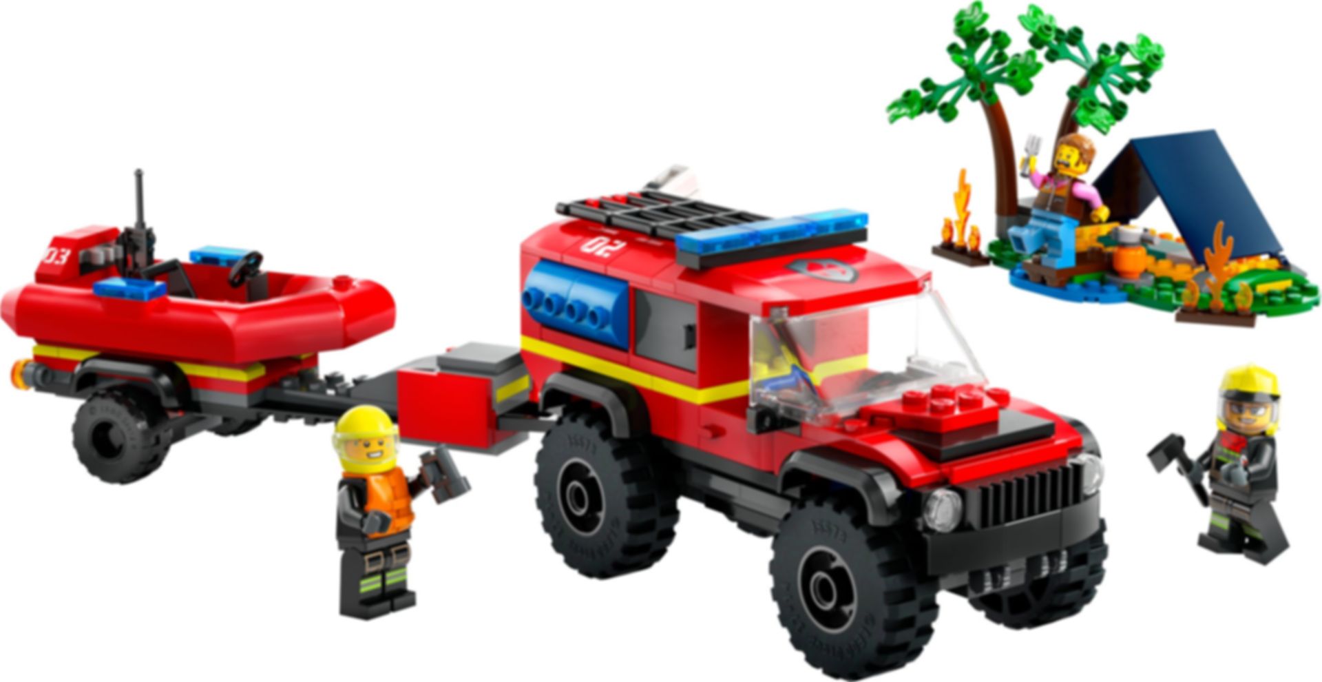 LEGO® City 4x4 Fire Truck with Rescue Boat components