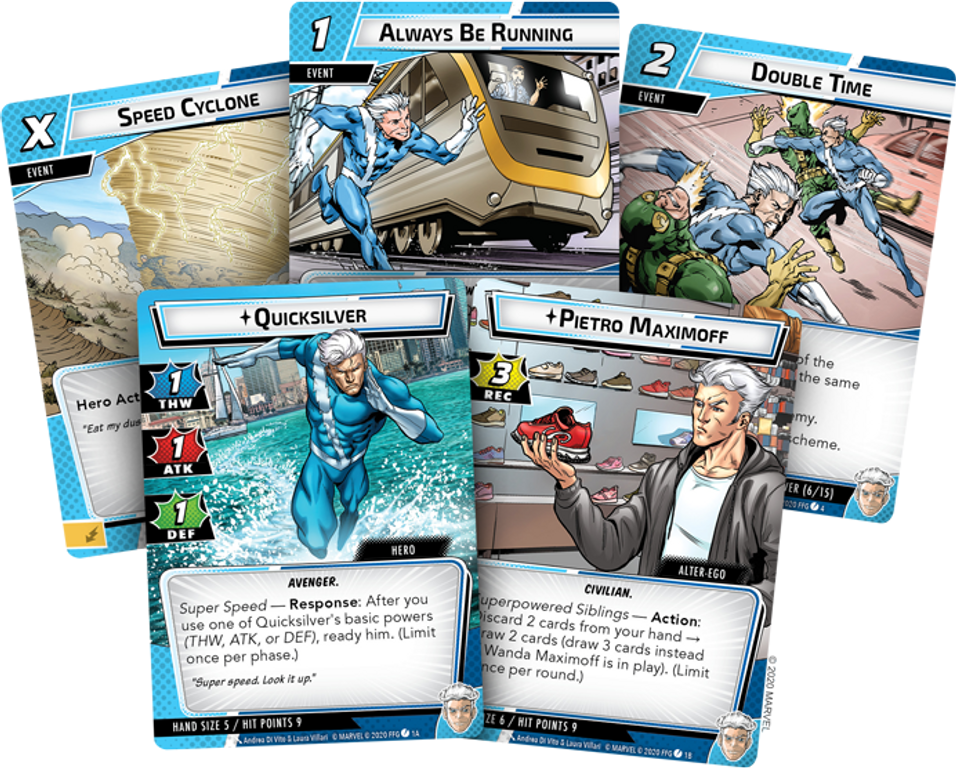 Marvel Champions: The Card Game – Quicksilver Hero Pack cartes