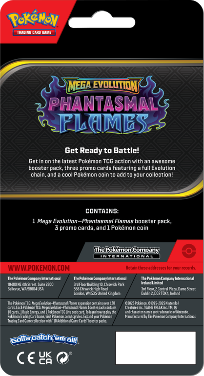Pokémon TCG: Mega Evolution - Phantasmal Flames Checklane Blister back of the box