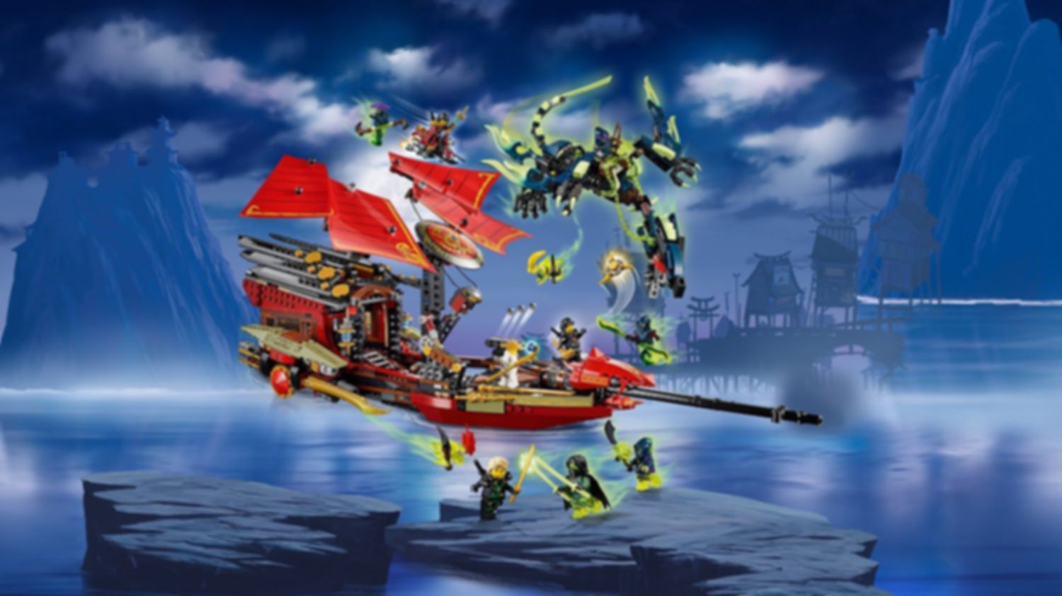 LEGO® Ninjago El Vuelo Final del Barco de Asalto Ninja jugabilidad