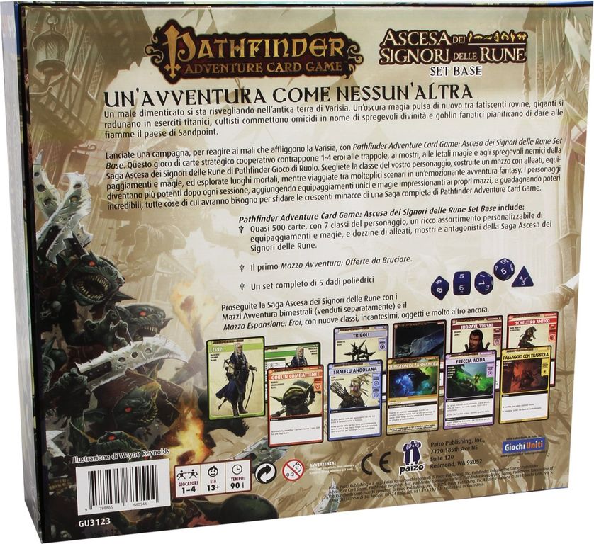 Pathfinder, Le Jeu de Cartes: L'Eveil des Seigneurs des runes - Jeu de base dos de la boîte